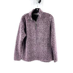 Starting Point Fur Pullover Purple 1/2 Zip Plush Sweatshirt Long Sleeve Size Med